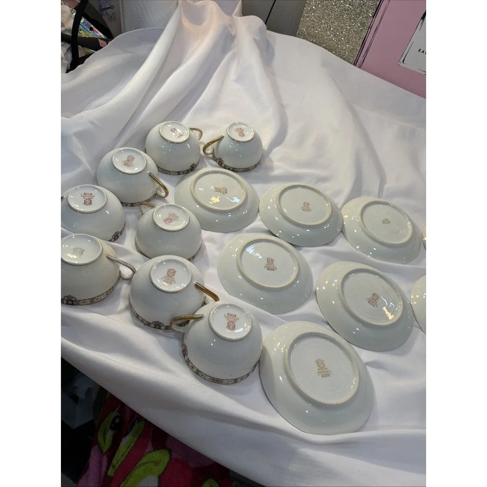 16 Pc Rare Noritake Nippon 1920's Vintage Serving Saucer & CupTea Victorian‎ 57